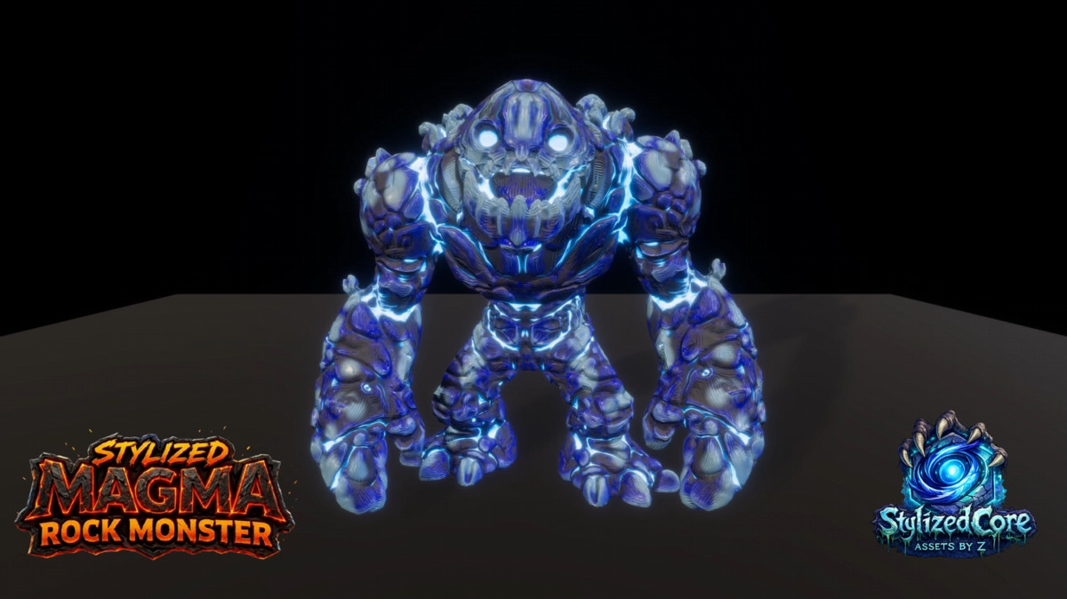 Magma Rock Monsters Pack 1 - 4 Stylized Animated Creatures (LOD + Skins)