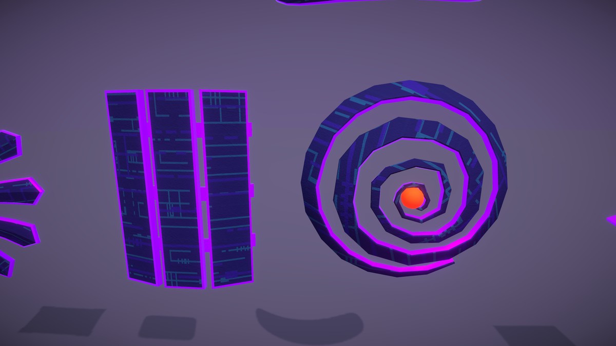 Cyber Neon Defense Shields 3D