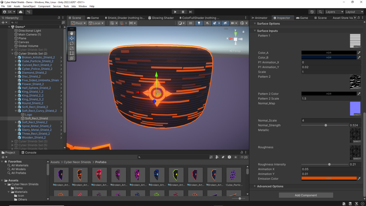 Cyber Neon Defense Shields 3D
