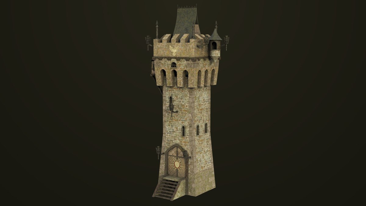 Old Castle Watch Tower 01 URP HDRP Textures