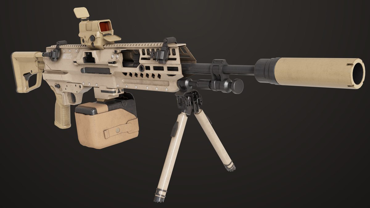 Machine Gun 14 Brown URP HDRP Textures