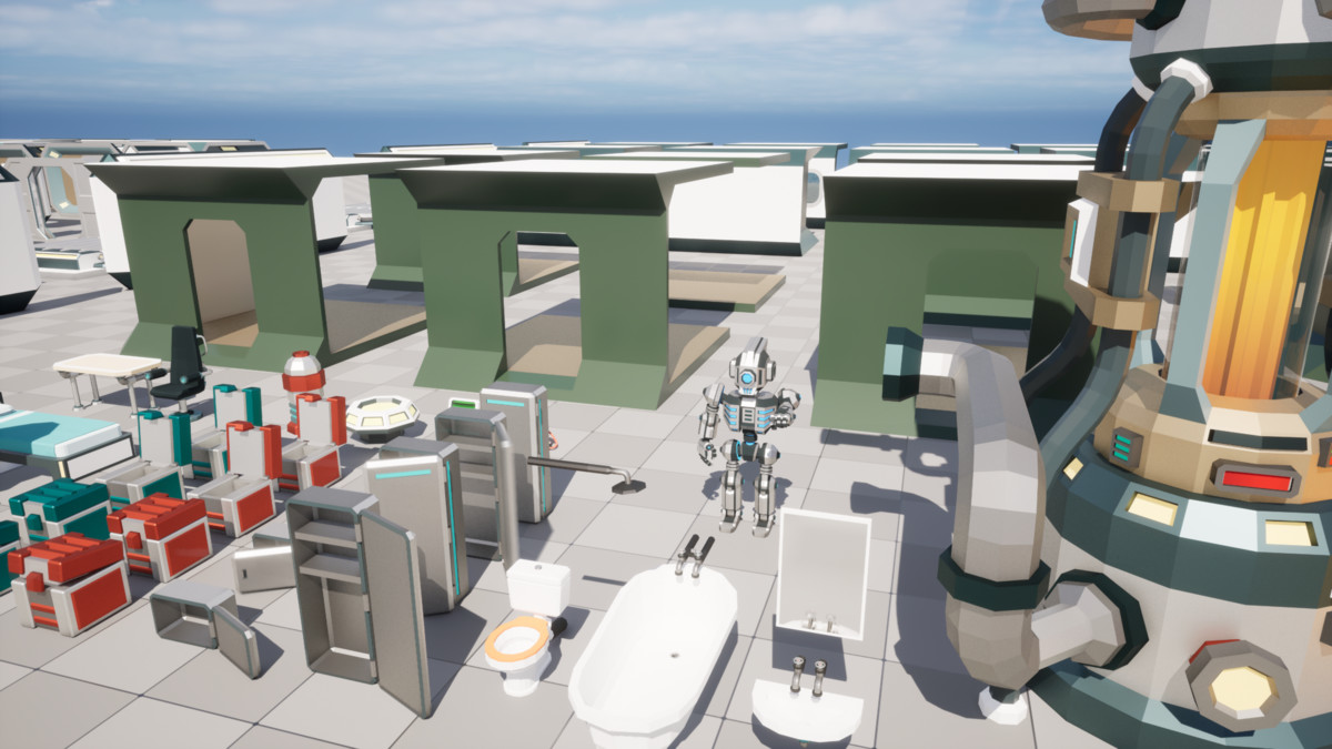 Sci-Fi Planetary Outpost: Ultimate Modular Construction Kit, low-poly stylized