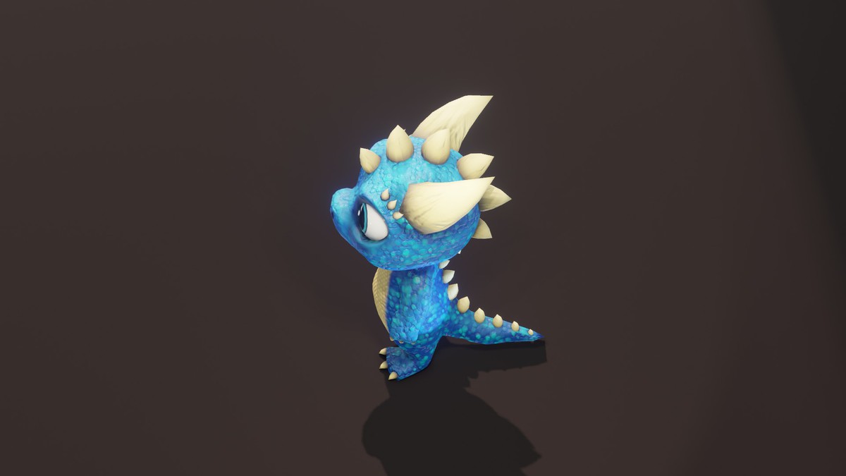 Cartoon Blue Dinosaur 3D Model – Animated Character