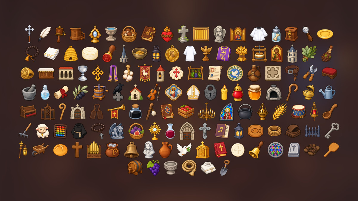 Christian Church Monastery Liturgical Clergy Faith Icons Pack