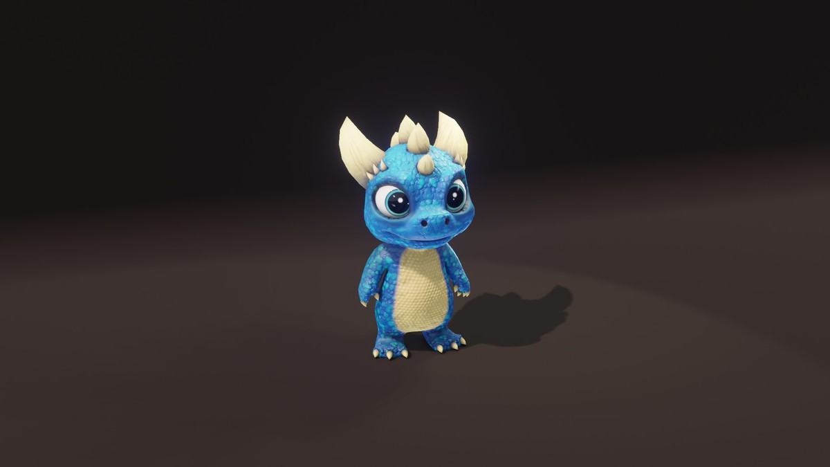 Cartoon Blue Dinosaur 3D Model – Animated Character