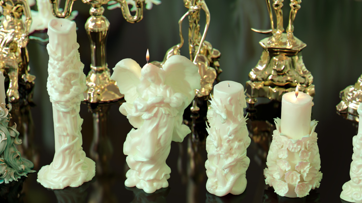 Ornate Candles, CandleHolders, and Wax Sculptures - 133 Models Set