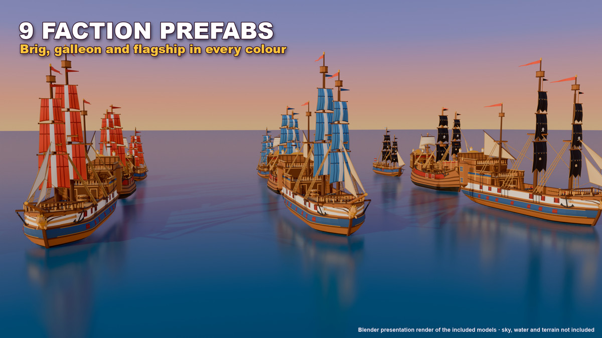 Stylized Pirate Ships & Boats: 13 Vessels + Harbour Dock Kit