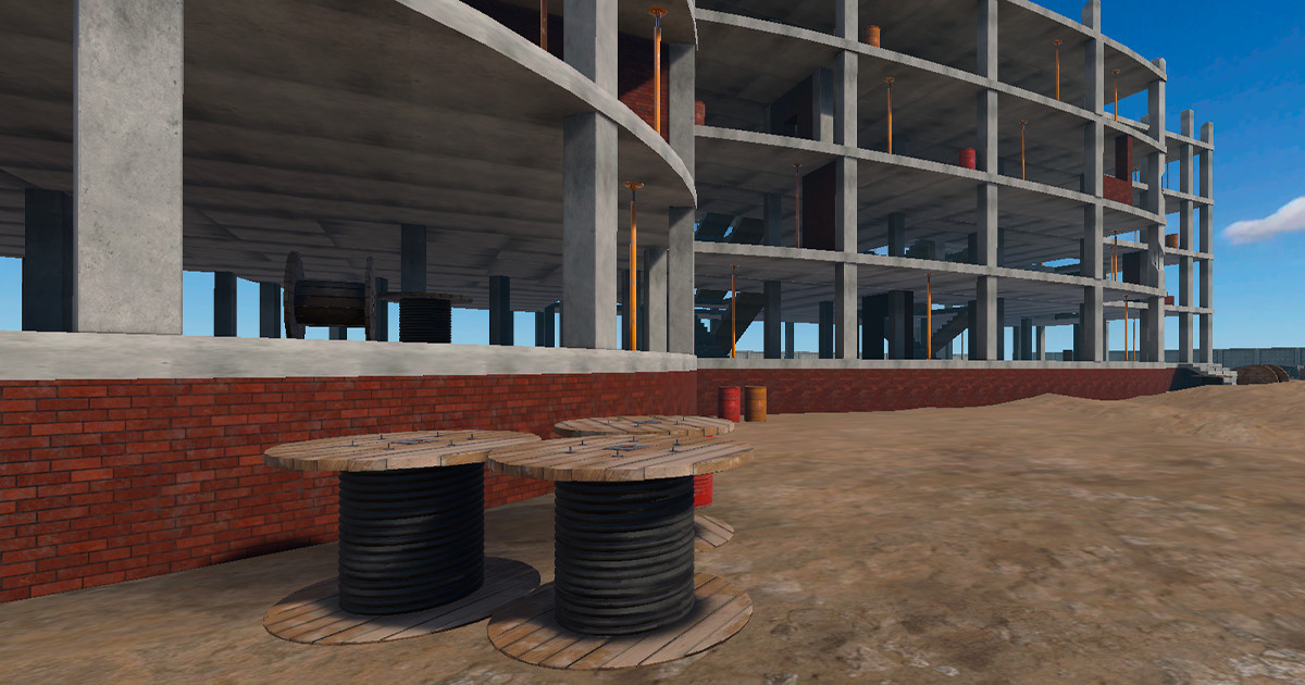 Construction sites, equipment and builders