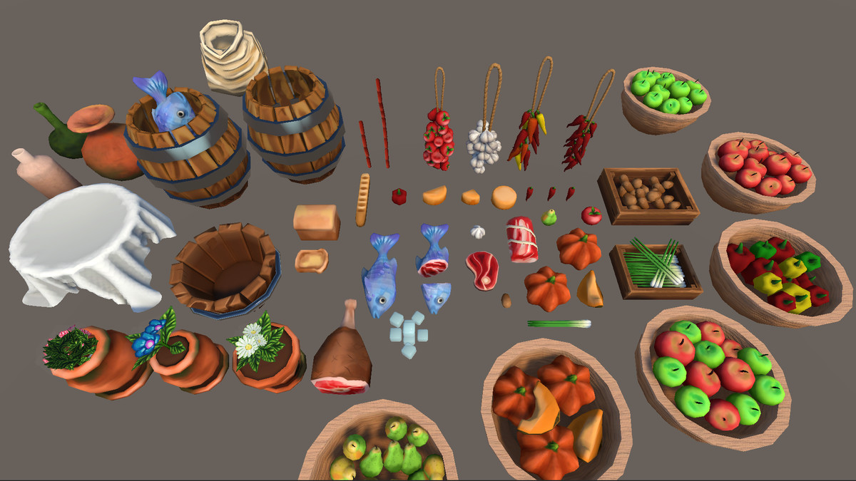 Stylized Hand-Painted Market Stalls & Props
