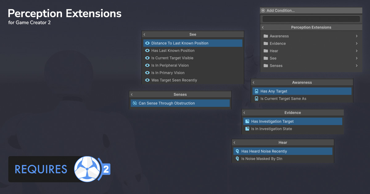 Perception Extensions for Game Creator 2