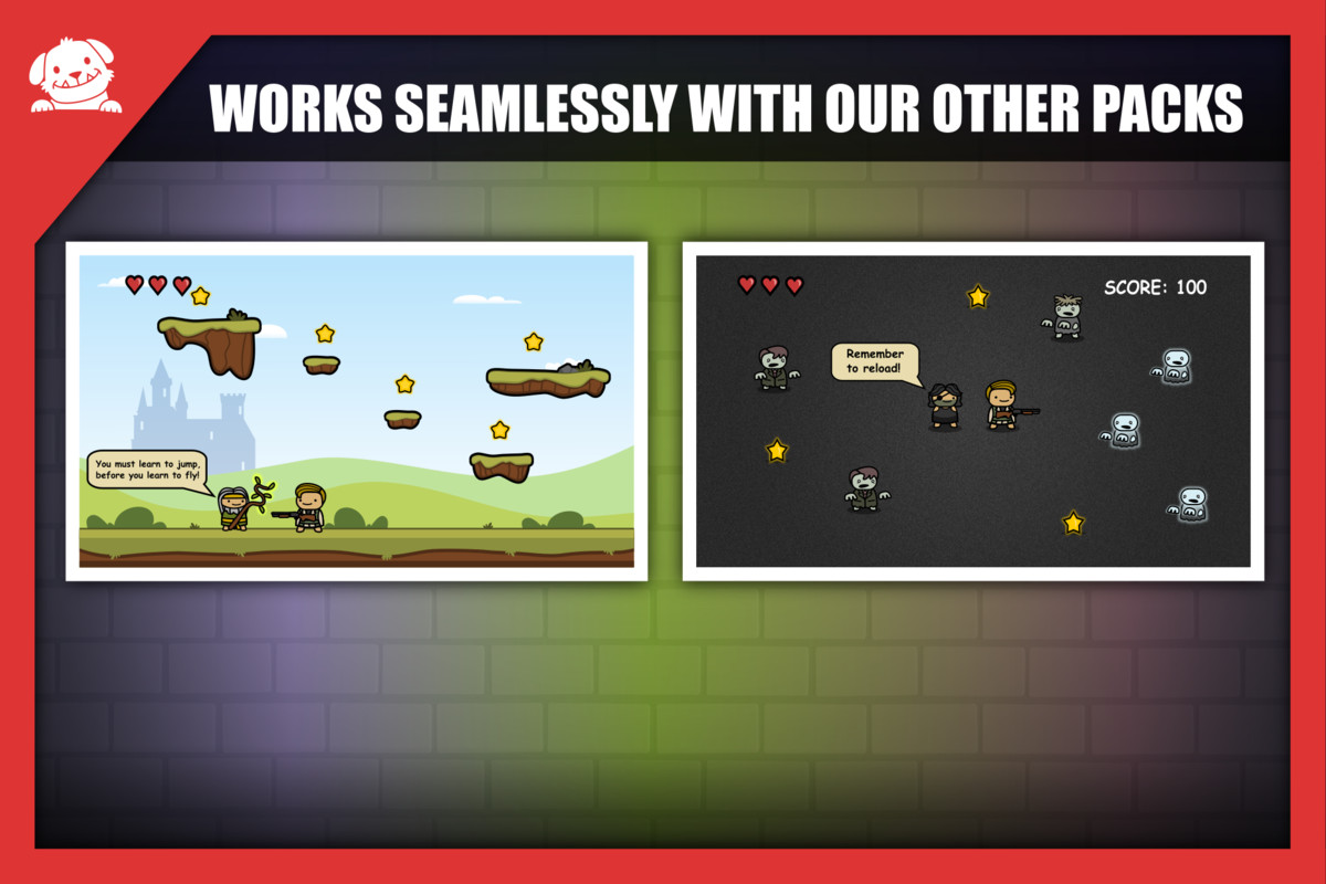 Simple 2D Cute Top Down Shooter Art Kit