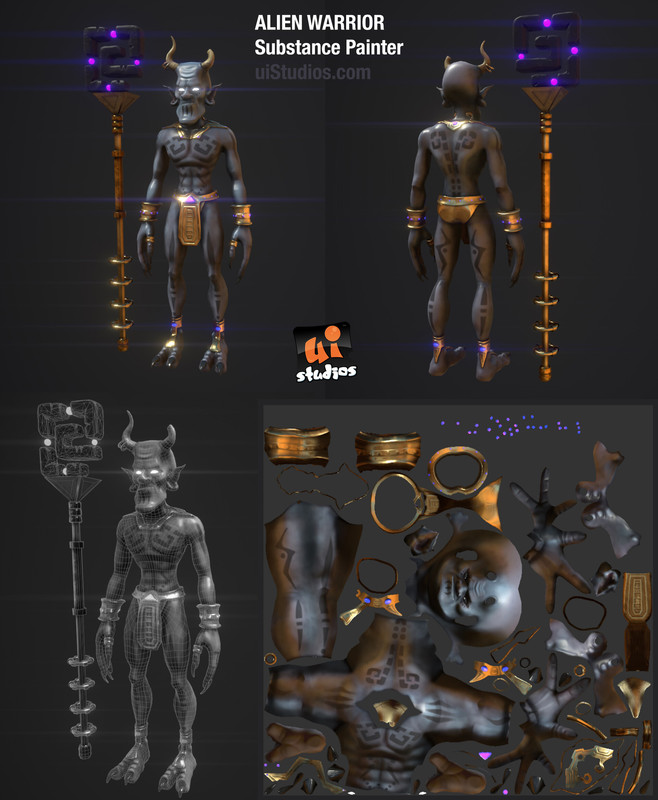 Alien Warrior Guard with Staff