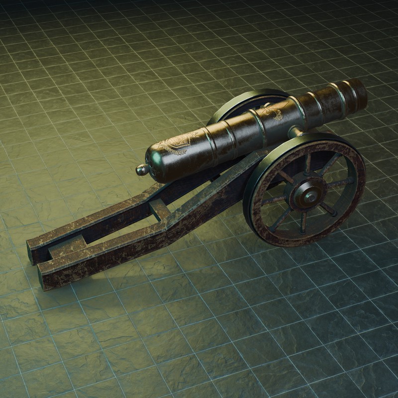 Historical Field Cannon Game Ready with LODs & PBR Textures