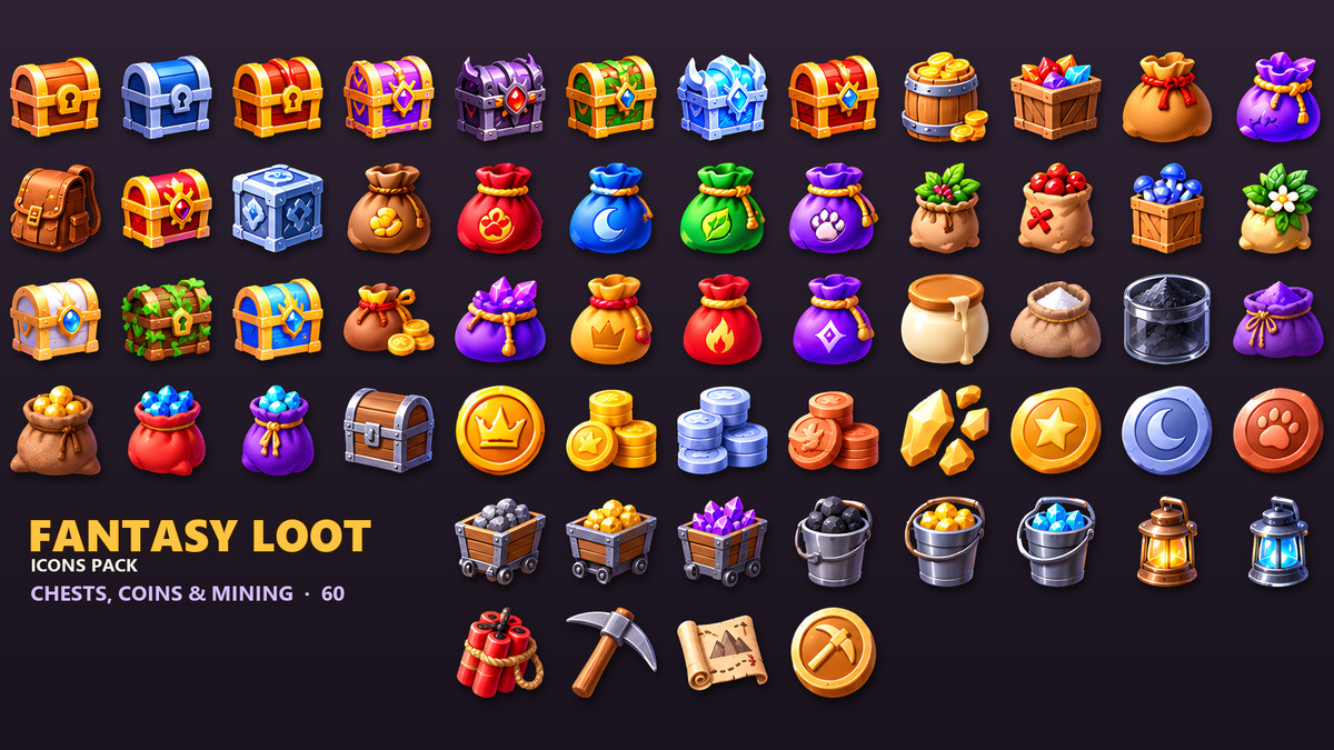 Fantasy Loot Icons - 462 RPG Items, Gems & Potions