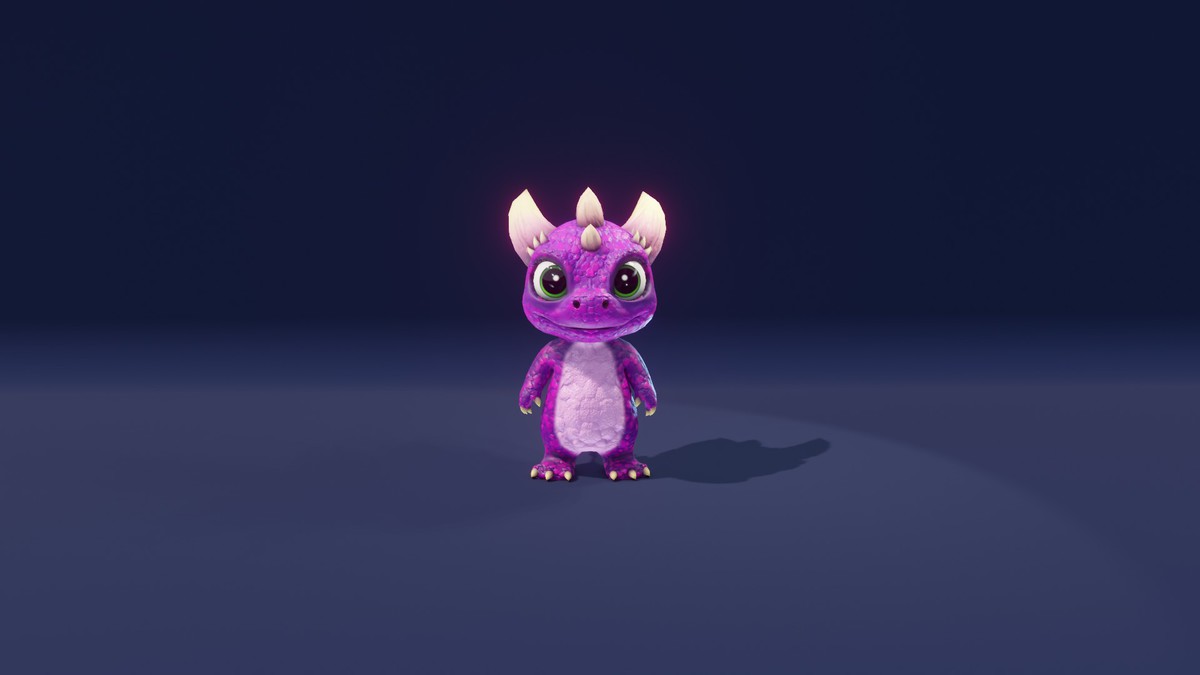 Cartoon Purple Dinosaur 3D Model – Animated Character