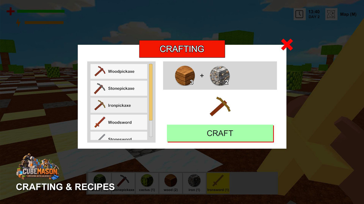 CubeMason: Cube based Terrain Building, Breaking & Crafting System