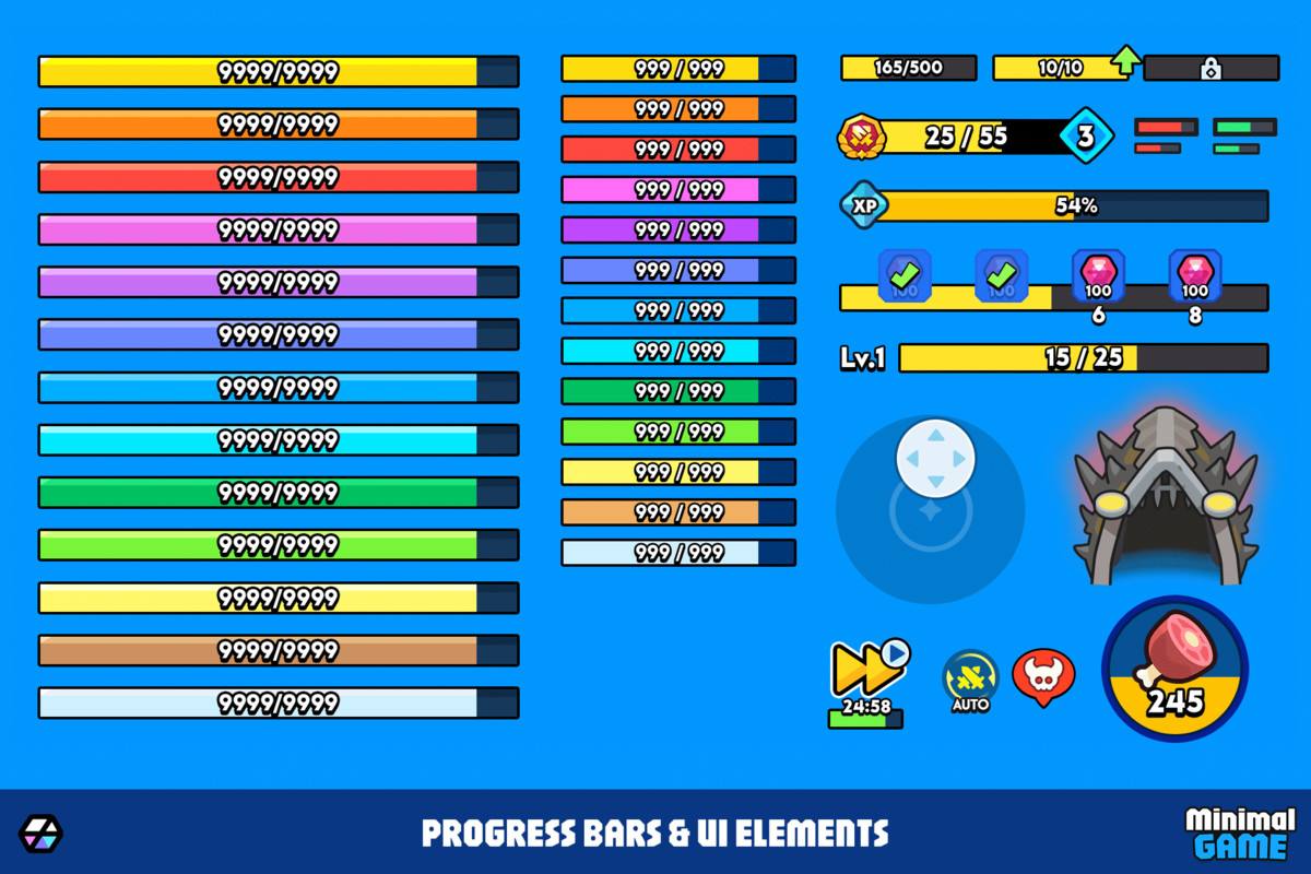 GUI Pro - Minimal Game Blue(+PSD)