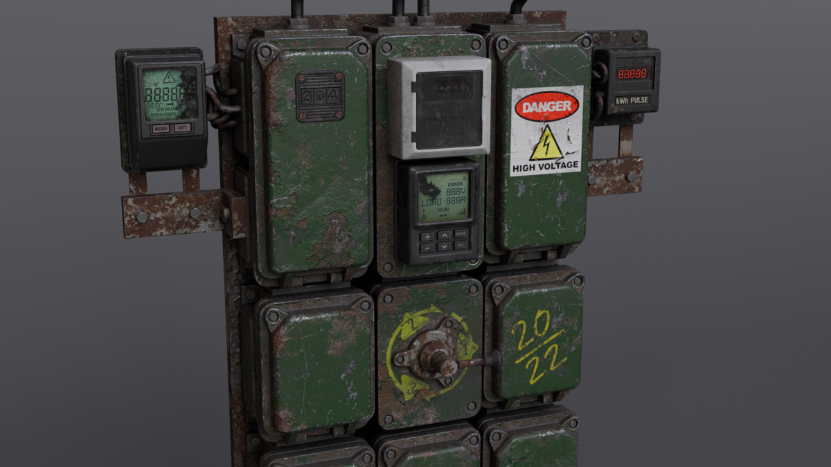 Industrial Power Control Panel – Game‑Ready