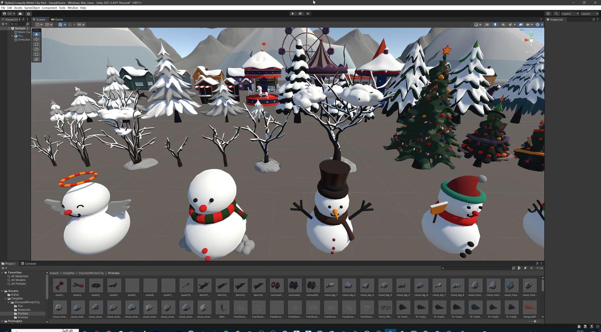 Stylized Lowpoly Winter City Asset Pack