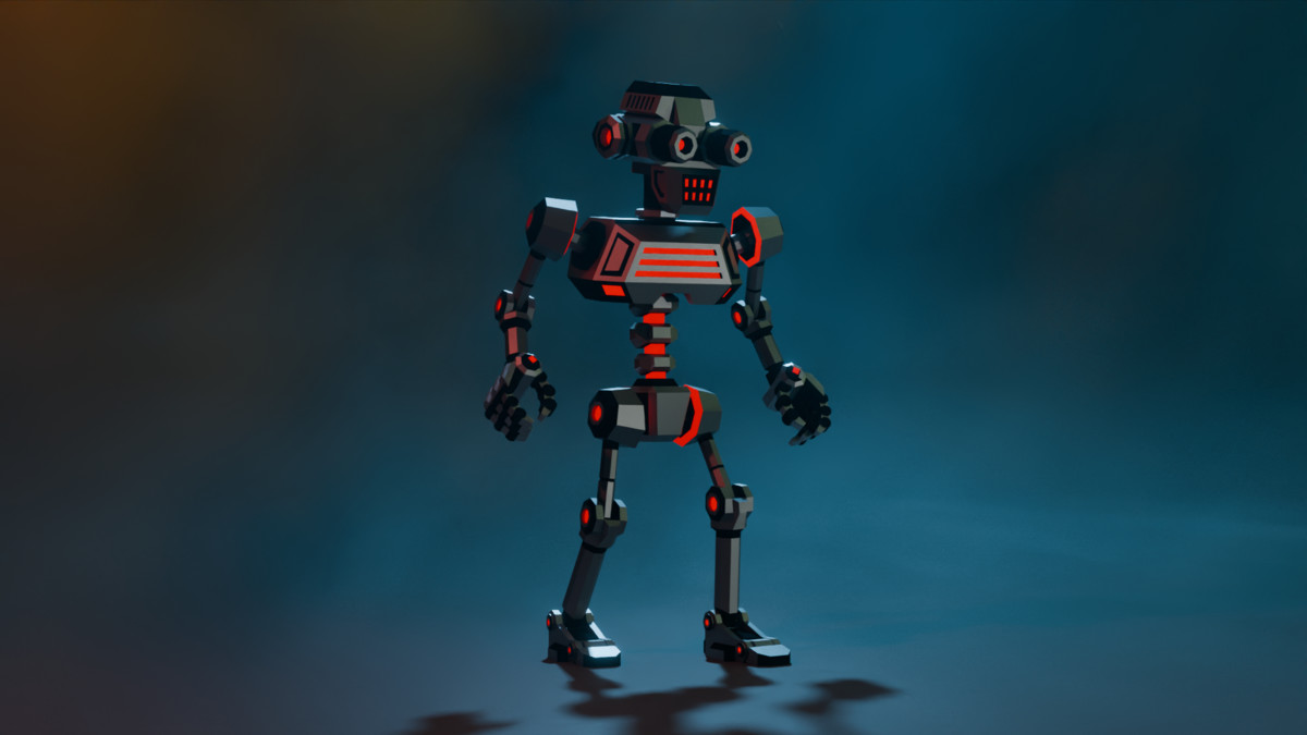 Sci-Fi Robot X-26.1 low-poly stylized