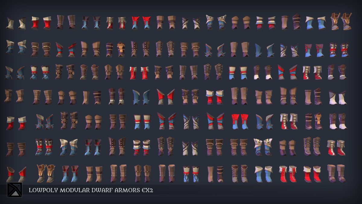 Lowpoly Dwarfs Modular Armors Ex2 - MEDIEVAL FANTASY SERIES