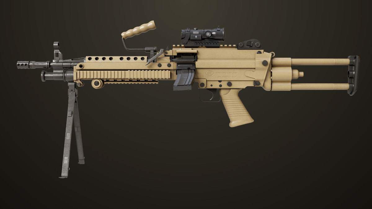 Machine Gun Sandal and Black Ammo Box URP HDRP Textures