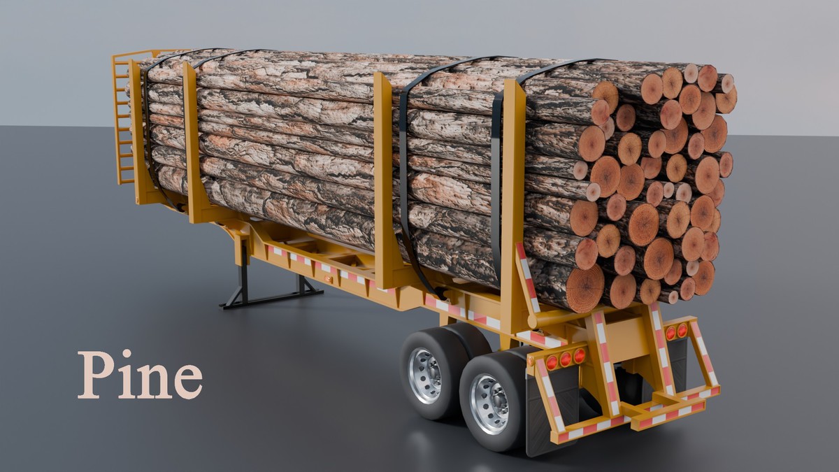 Realistic Logging Truck Pack – Semi Truck + Timber Trailer + 4 Wood Variants