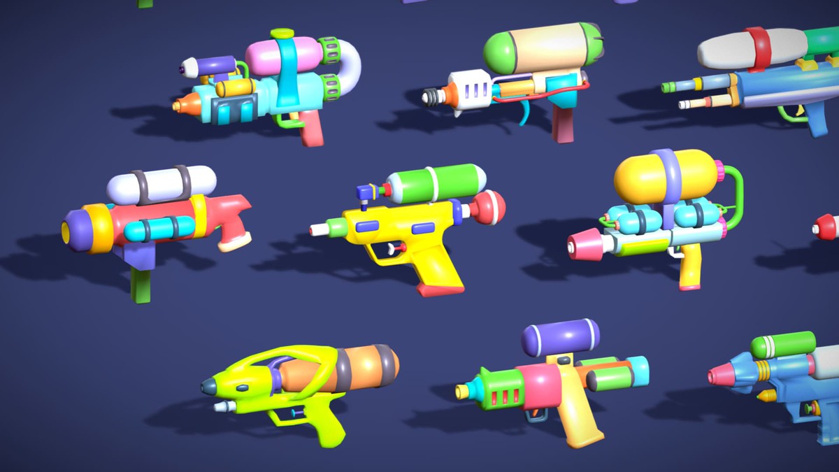 Water Gun Pack – Lowpoly Stylized Cartoon Hyper Casual Toy - Kids Collection