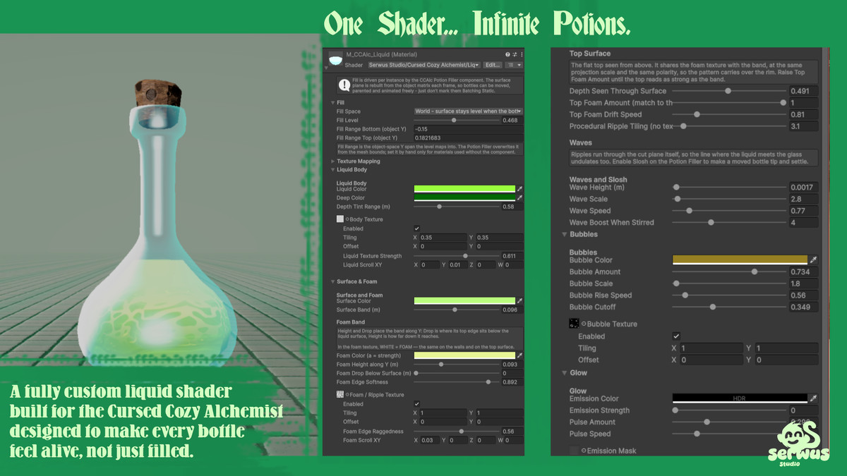 Alchemist's Corner. Liquid Shader & Potions