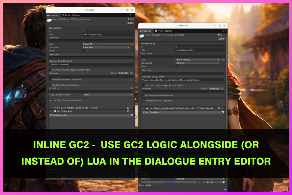 Integration of Pixel Crushers Dialogue System into Game Creator 2