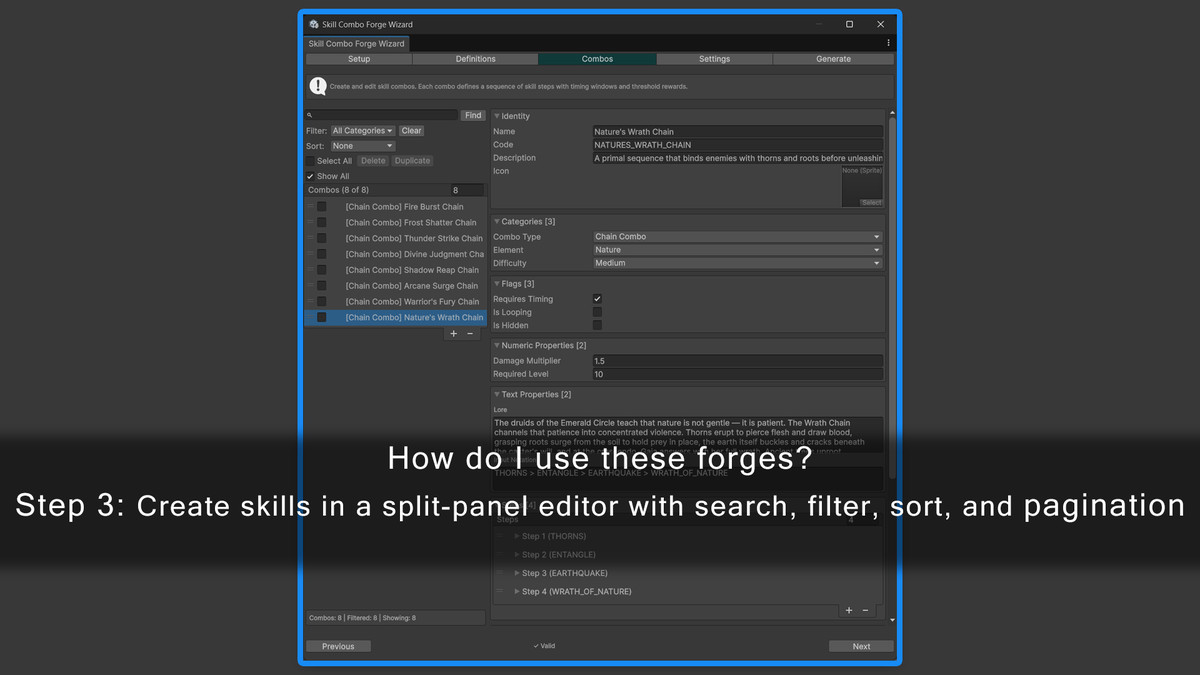 Simple Skill Forge:No-Code Skills, Skill Trees, Loadouts & Combos w/ JSON Export