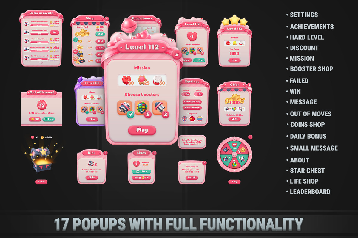 MK Match-3 Kit • Candy Sweet Game Template