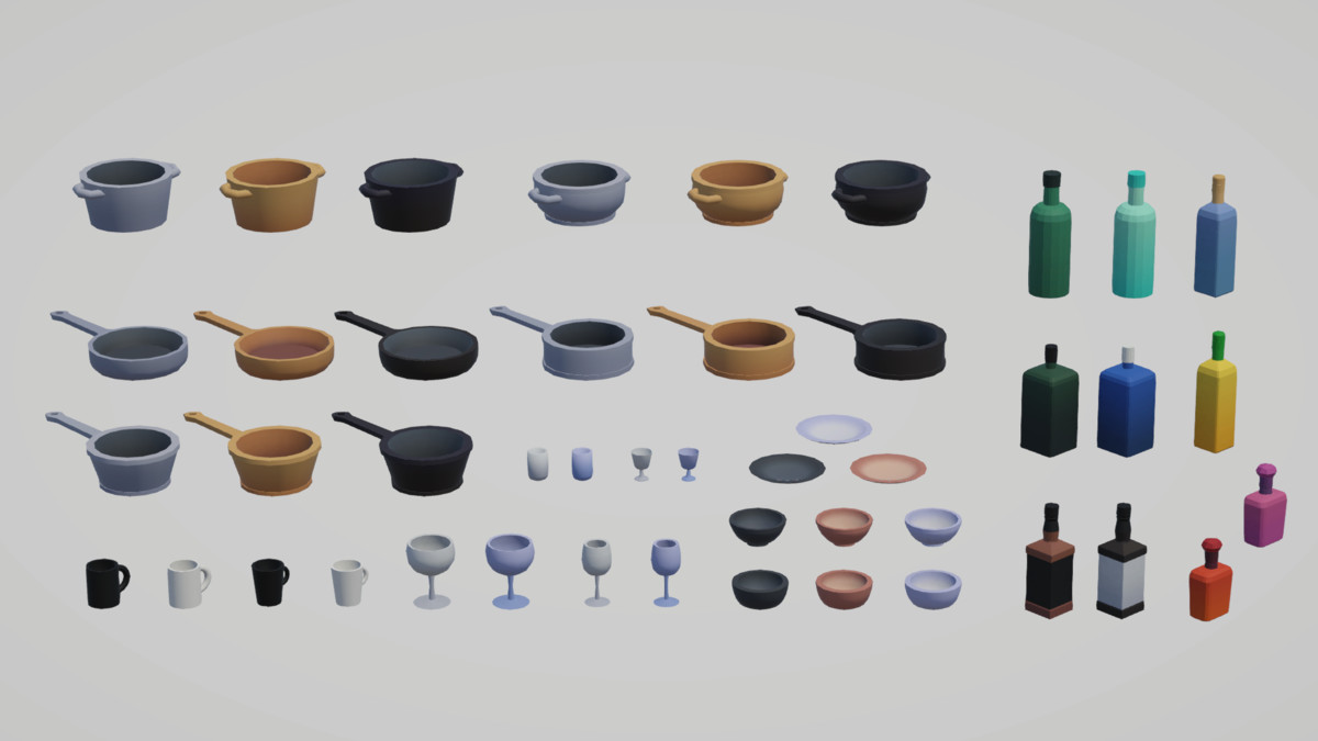 Low Poly Kitchen - Modular Assets