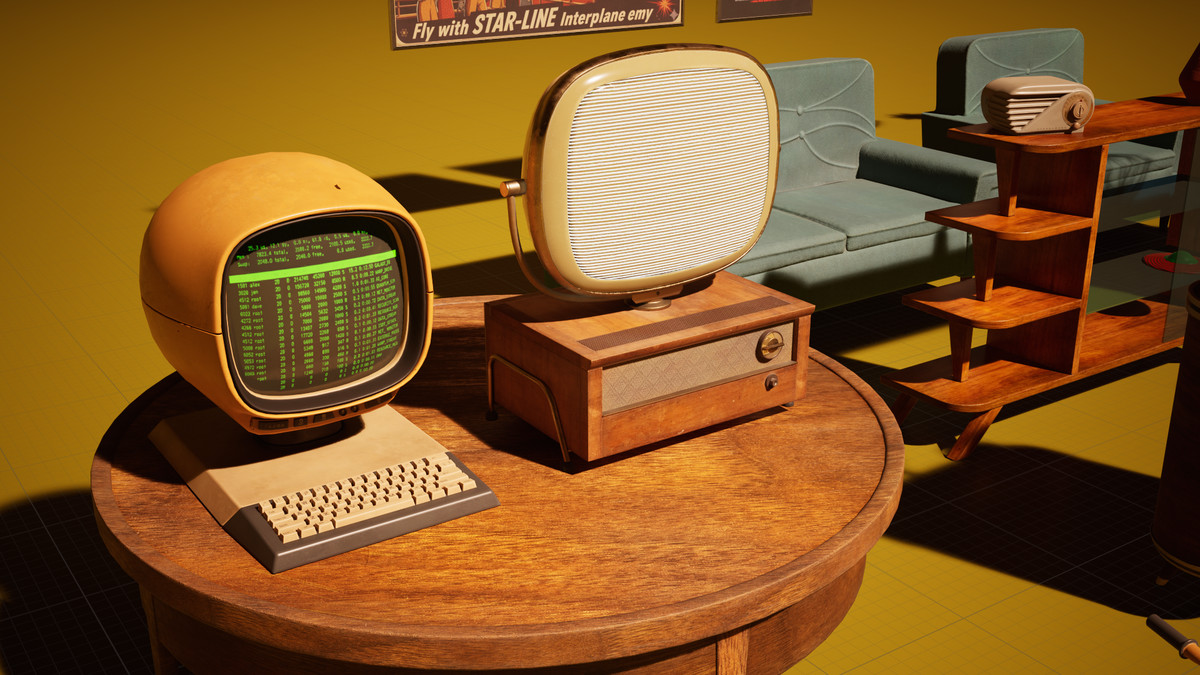 Retro-Futuristic Props / Retro Room Props Interior / Retrofuturism Pack