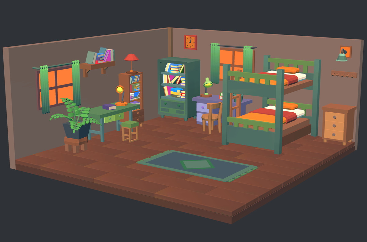 Cute Low Poly Furniture Pack - Colorful Interior Props
