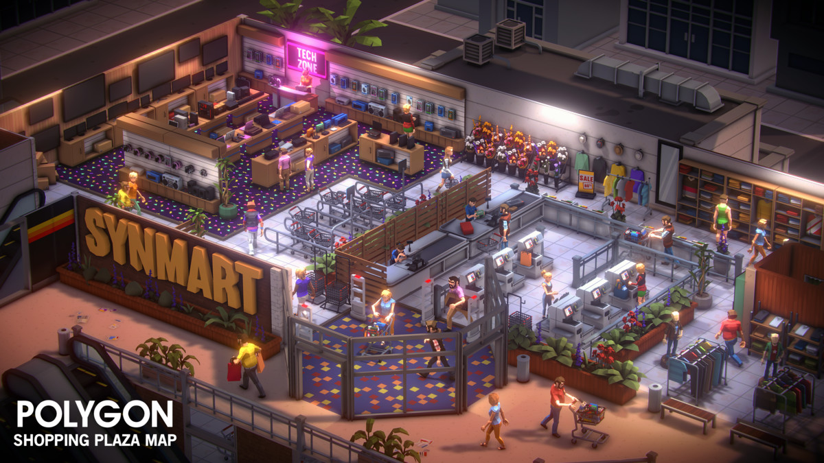POLYGON - Shopping Plaza Map - Art by Synty