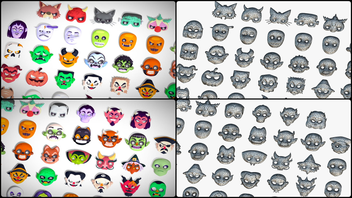 73 Halloween Masks Pack – Toon Horror Ghosts Evil Fantasy Collection