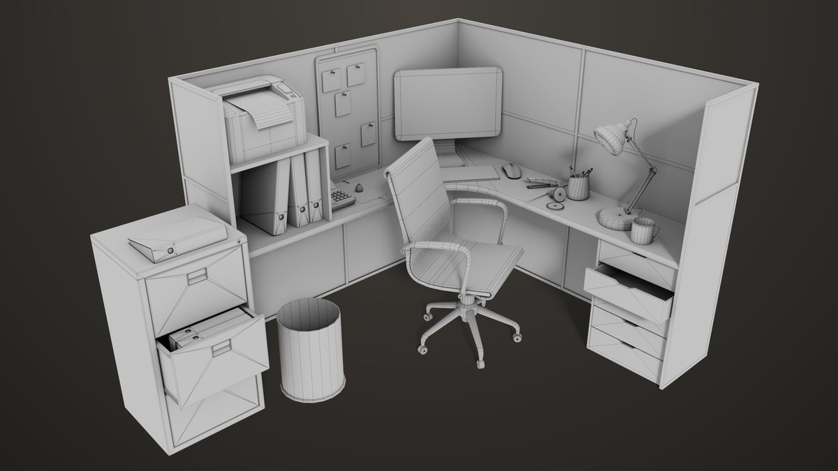 Office Desk Props Single Mat URP HDRP Textures