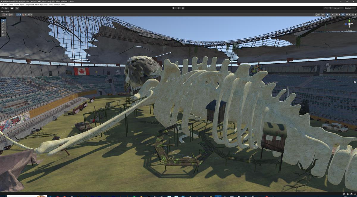 Abandoned Post-Apocalyptic Football Stadium - Modular Environment 3d Level