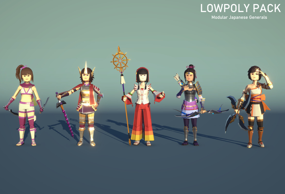 LowpolyPack_ Modular Japanese Generals