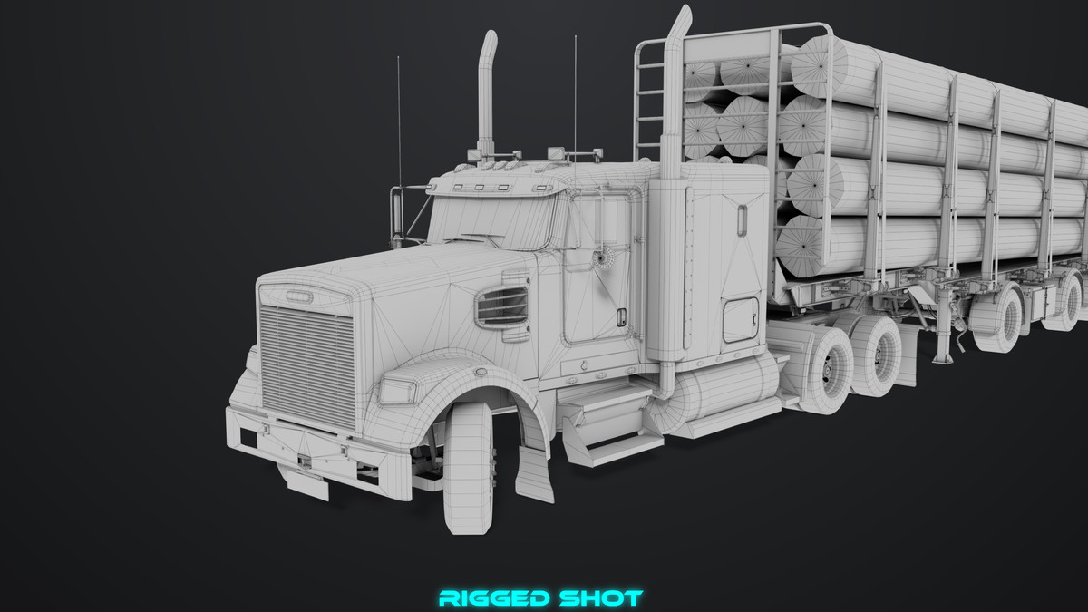 Truck 07 Log Trailer Grey Version URP HDRP Textures