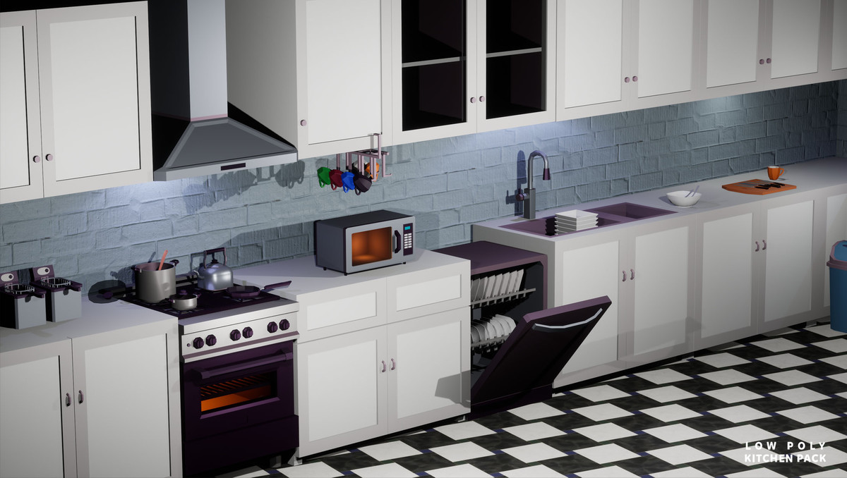 Low Poly Kitchen Pack