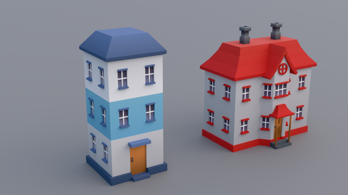 30 Low-Poly Urban Buildings Collection