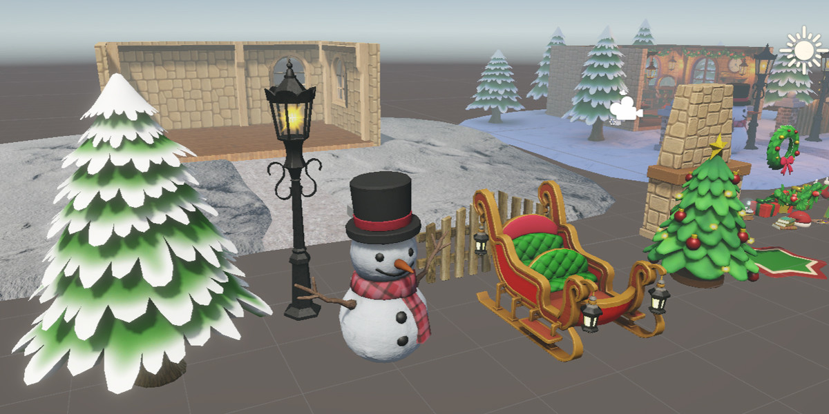 45+ Christmas Cabin & Toy Workshop 3D Game Ready Lowpoly 3D Asset Pack