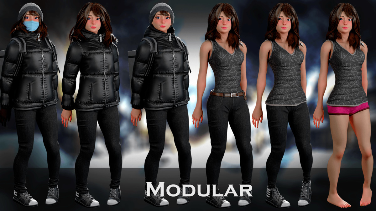 Winter Delivery Girl – Game Ready Modular Character Pack