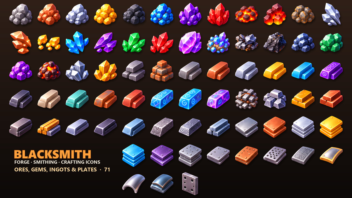 Blacksmith Icons - Ores, Tools & Weapon Parts