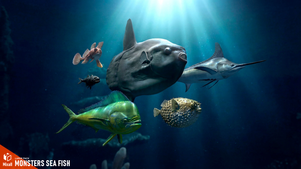 Monsters sea fish - large pack