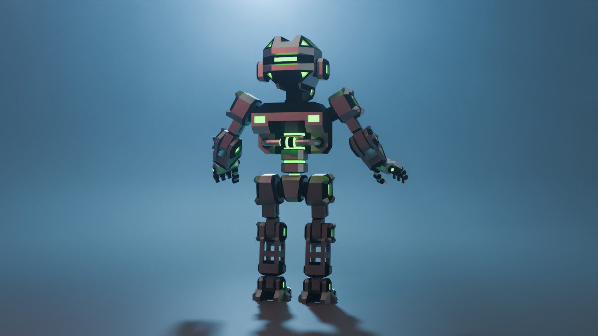 Sci-Fi Robot X-25.3 low-poly stylized