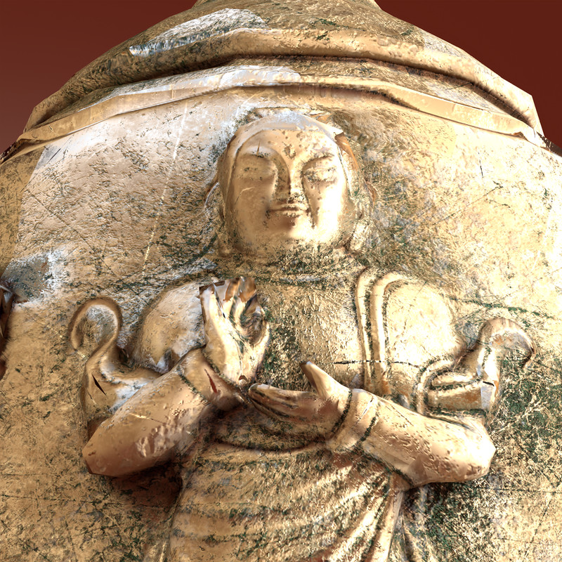 Ancient Buddhist Vajra Bell (Geumgangryeong) Low Poly PBR