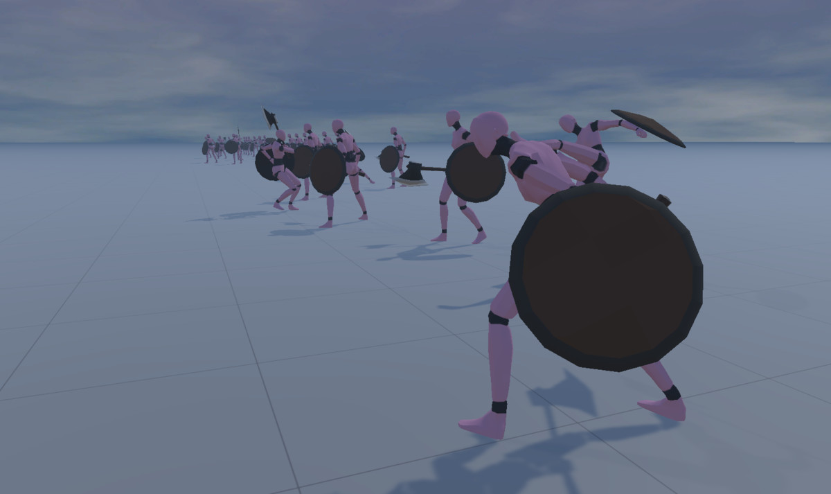 Female axe and shield animation collection